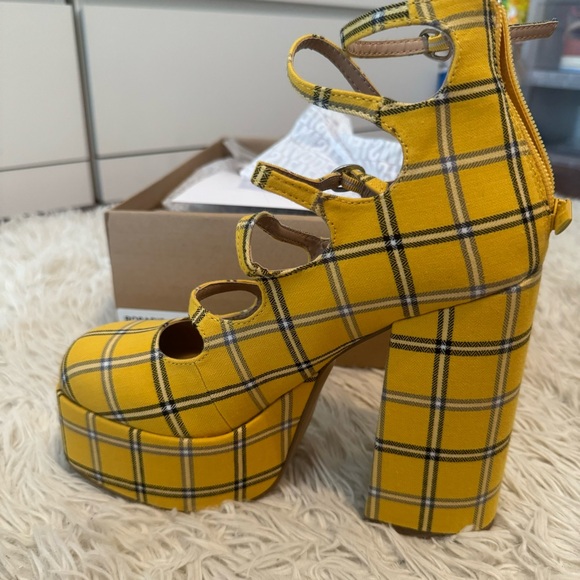 Steve Madden Yellow Plaid Rosario Chunky Strappy Platform - Clueless - 90’s Y2K - Picture 5 of 9